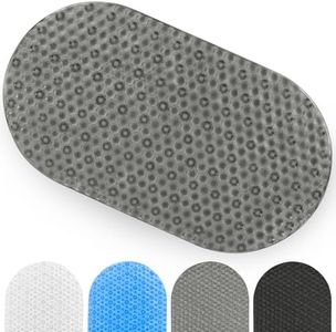 Vive Oval Bathtub Mat - Nonslip Shower Floor Pad - Non-Slip and Non-Skid for Bath Tub with Strong Rubber Suction Cup Grip - for Baby, Elderly, Kids, Bathroom (Gray)
