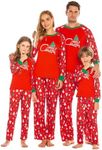 Ekouaer 2024 Matching Family Chirstmas Pajamas Set Men Long Sleeves Winter Pj Set Holiday Red Sleepwear with Pockets X-Large