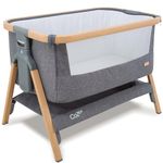 Tutti Bambini CoZee® Next to Me Crib & Standalone Baby Cot, Co-Sleeper - Foldable Baby Bed, Baby Crib 6 Height Levels, Baby Bedside Crib, Travel Cot, Mattress Included (0-6 Months) - Oak & Charcoal