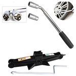 Car Tyre Changing Tools Kit 2 Tonne Scissor Jack & Lug Wrench Set Telescoping Extendable Wheel Brace Universal Standard Sockets 17&19mm/21&23mm