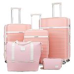 Joyway Luggage 3 Piece Luggage Sets Hardside Expandable Carry On Suitcase Set with Spinner Wheel, Lightweight Rolling Suitcase with TSA Lock (Pink, 5 Piece Set)