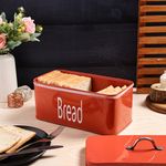 TrueDecor Metal Bread Box Set Sourdough Bread Box 4.1L Airtight Bread Storange Box For Kitchen Bread Dispenser Food Grade Storage Box (Red)