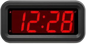 EUTUKEY Digital Alarm Clock, Small Wall Clock, Battery Operated, 1.2" LED Large Display, 2-Level Brightness Dimmer, 12/24Hr, Snooze, 4 PCS AA Batteries Last More Than 1 Year, for Bedroom/Desk