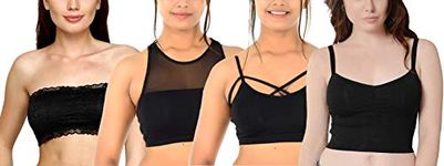 SHOPPY VILLA WITH SV LOGO Women's Cotton Lightly Padded Non-Wired Bralette Bra (Pack of 4 Parent_Black_32)