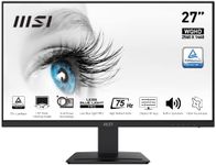 MSI PRO MP273QV 27 Inch Monitor, WQHD (2560 x 1440), 75Hz, VA, 4ms, FreeSync, 2x HDMI, DisplayPort, Speakers, Anti-Glare, Anti-Flicker, Less Blue light, TÜV Certified, VESA, Kensington, Black