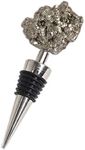 AMOYSTONE Natural Pyrite Wine Bottle Stopper with Airtight Alloy Seal for Kitchen Bar Decor - Irregular Crystal Stone Shelf Ornament, Unique Gift for Wine Lovers (4 Inch)