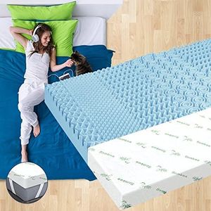 STARRY EUCALYPT King Size Memory Foam Mattress Topper with Bamboo Cover Cool Gel Infused 7 Zone 5cm Thickness Beddings Bed Topper Mat Pad with 8-Year Warranty, More Choices