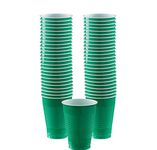 Amscan Plastic Cups Tableware and Serveware Party Supplies, 12oz, Festive Green, 50Ct