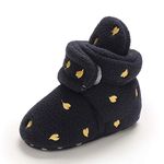 MASOCIO Baby Booties Shoes Boy Girls Newborn Infant First Baby Slippers Boots Navy Blue Size 4 UK 12-18 Months