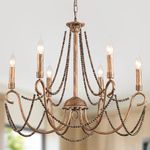 Ganeed Ceiling Light Vintage French Classic Hanging Chandelier Wrought Iron Light Fitting Bronze 6 Lights