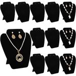 Foraineam 12 Pack Black Velvet Necklace Earring Display, Collapsible Jewelry Bust Stand Earring Necklace Chain and Pendant Easel Display Holder for Shows Business Home