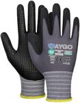KAYGO Work Gloves with Grip Dots on Palm for Anti-Slip 3 Pairs, KG19N, MicroFoam Nitrile Coated Light Oil Compatible, Seamless Knit Nylon Safety Work Gloves for Warehouse, Automotive, DIY (Grey, L)