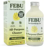 FEBU All Purpose Cleaner, Fresh Lemon, 4oz | Powerful Natural Cleaner Concentrate With Essential Oils | Makes 192 Fl Oz of Multipurpose Cleaner | Plant-Based, Human Safe Ingredients | Plastic Free