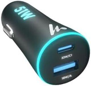 PD 51W Superfast Charging Wozoyo Car Charger, with Type C and USB A, Power Delivery, PPS & QC 3.0, Dual Port (33W + 18W), 12V–24V Compatible, Multi-Layer Protection, 2-Years Manufacturer Warranty