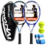 OPPUM 2-Pack Adult Tennis Rackets, 105 Sq Inch Oversized Head Pre-Strung for Beginners and Intermediate, Arm Friendly Vibration Control Set with Bag and Balls