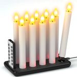SoulBay 10pcs Flameless Rechargeable Candles with Charging Base and Remote, 17 cm Long Realistic Flickering Bright LED Taper Candle Sticks with Timer for Home Wedding Christmas Decorations