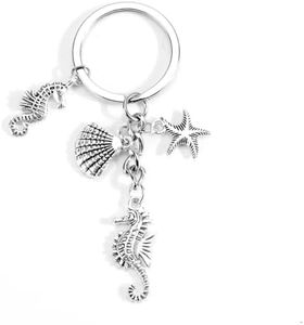 SHTALHST Seahorse Keychain,Personalised Keyring,Keyrings for Women,Friend Birthday Gifts,Seaside Travel Keychain,Retirement Gifts for Women,Keychain rings,Keychain Cute,Personalised Gifts