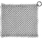 Cast Iron Cleaner, Stainless Steel Chainmail Scrubber, 7X7 Inch Skillet Cleaner with Hanging Ring, Anti-Rust Scraper for All Types of Griddles, Pots, Grills & Ovens (7x7inch)