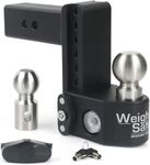 Weigh Safe Drop Hitch 2.5" Shank Adjustable Trailer Hitch & Ball Mount w/Built-in Scale, 2 Stainless Steel Balls and a Double-pin Key Lock (6" Drop Hitch, Black Powder-Coated Steel)