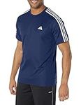 adidas Mens Train Essentials 3-Stripes Training Tee T-Shirt, Dark Blue/White, Medium US