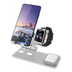 URBAN KINGS Apple Watch Stand - Cell Phone Stand for Airpods, 3 in 1 Adjustable Charging Dock for Airpods 1/2, Apple Watch 5/4/3/2/1 and iPhone 11/11 Pro/11 Pro Max/XR/Xs/Xs Max, Black (Silver)