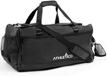 Athletico Sideline Soccer Duffle - Soccer Bag for Basketball, Volleyball & Football | Duffel Includes Separate Cleat Compartment (Black), Black, Duffel