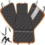 iBuddy Dog Seat Cover for Backseat of Cars/Trucks/SUV, Waterproof Dog Hammock for Back Seat with Mess Window,Side Flap and Dog Seat Belt Pet Seat Cover (54 inch W 58 inch L, Black)