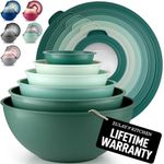 Zulay Kitchen 12 Piece Plastic Mixing Bowls with Lids Set - Colorful Mixing Bowl Set for Kitchen - Nesting Bowls with Lids Set - Microwave and Freezer Safe (Teal Ombre)