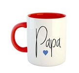 ASHVAH Best Papa Printed Ceramic Coffee Mug Best Gift for Birthday Anniversary Fathers Day Valentines Day - Red