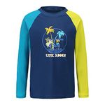 HowJoJo Boys Long Sleeve Rash Guard Shirts Swim Shirt UPF 50+ Blue 5T