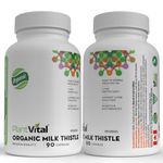 PlantVital Organic Milk Thistle Extract Capsules - Made in Canada - Vegan - 80% Silymarin Flavonoids - Can support liver function and digestive disturbances - Non-GMO - 6 Months Supply - 180 Capsules