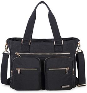 Crest Design Nylon Shoulder Bag Handbag, Teacher Nurse Tote Organizer (Noir)