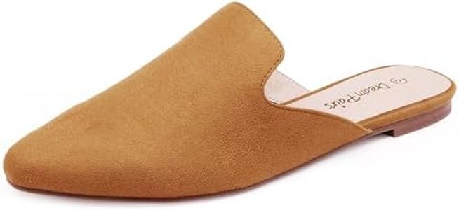 DREAM PAIRS Women's Flat Mules Pointed Toe Backless Loafer Shoes,Size 7.5,Brown-Suede,DML211
