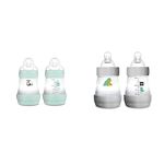 MAM Easy Start Anti-Colic Baby Bottles Bundle (5 oz) + Silicone Nipples | Colors of Nature for Boy & Girl