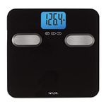 Taylor Precision Products, Body Composition Bathroom Scale for Body Weight, 400 lb Capacity, Easy to Read Blue Backlight Display, Body Composition Analysis, Black