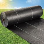 BUILDINGSHOP (1.2 Meter X 50 Meter) Weed Control Mat, Black, 110 GSM Durable Woven Landscape Fabric for Outdoor Gardening