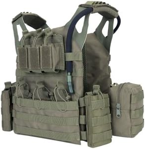 BOMTURN Tactical Vest with Water Bladder, Modular MOLLE System, Multiple Magazine Pouches Adjustable Shoulder & Waist Strap