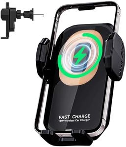 GEEKERA 15W Fast Wireless Car Charger, Motorised Clamping Car Phone Holder Charger with Twin-Axis Linkage, 360° Rotation & Anti-Drop Hook for iPhone 16/15/14 Pro, Samsung S24/23/22