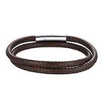 PROSTEEL Bracelet Men Braided Genuine Leather Cuff Bangles Stainless Steel Clasp Male Jewelry Brown