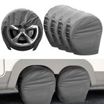 Joroamp Tire Covers 4 Pack, Tough Tire Wheel Protector for RV, Truck, SUV, Travel Trailer, Jeep, Camper, Universal Outdoor Waterproof Windproof Tire Cover Set Fits Tire Diameters 27-29 Inches(Gray)