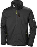 Helly Hansen Men's Crew Hooded Midlayer Fleece Lined Waterproof Windproof Breathable Rain Coat Jacket, 990 Black, Large