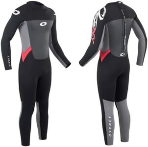 Osprey Men's Full Length 5mm Triathlon Wetsuit, Winter Wetsuit, Adult Neoprene Surfing Diving Wetsuit, Pro, Red, Small Tall