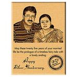 Incredible Gifts India 25th Wedding Marriage Gifts for Couples - Personalized Engraved Wooden Plaque Photo Frame (9x7 in, Wooden), Tabletop Rectangular