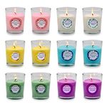 Arosky 12 Pack Scented Votive Candles Set Small Soy Wax Candles Bulk with 6 Fragrances - Rose, Lemon, Lavender, Vanilla, Jasmine and Spring