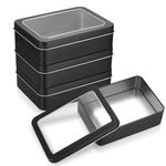 Qeapug 4 Pcs Metal Tins with Lids, Small Tins with Lids, Tins Containers, Metal Rectangular Empty Tins No Hinged, Portable Small Tin Box Metal Storage Boxes with Lids for Key Candy (black)