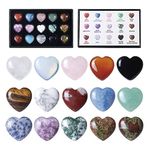 15 PCS Natural Heart Crystals Shaped Healing 0.8 Inch Love Mini Gemstones Chakra Stones Polished Pocket Set Bulk Decor for n Reiki Balancing Gift for Crystal Lover collects Rocks