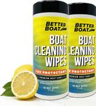 Boat Vinyl Cleaner and Protectant - UV Protection Wipes for Marine Boat Seat, Dashboard & Console Cleaning - 2PK