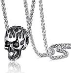 Prosteel Boys Halloween Skull Necklace Stainless Steel Cool Chain Pendant Skeleton Gift Punk Gothic Goth Men Jewelry