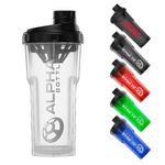 Alpha Designs | Protein Shaker Bottle | 750ml Gym Cup | for Protein Powder Shakes & Sports Supplements | Pre Workout Mixer | BPA Free | 0.75L | Clear