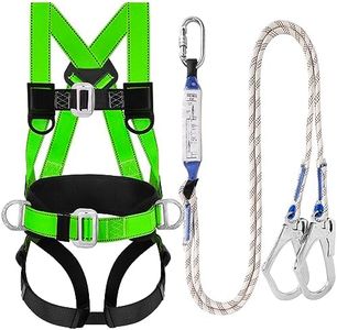 TT TRSMIMA Safety Harness Fall Protection Kit: Full Body Roofing harnesses with Shock Absorbing Lanyard - Updated Comfortable Waist Pad